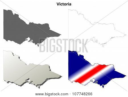 Victoria blank detailed outline map set