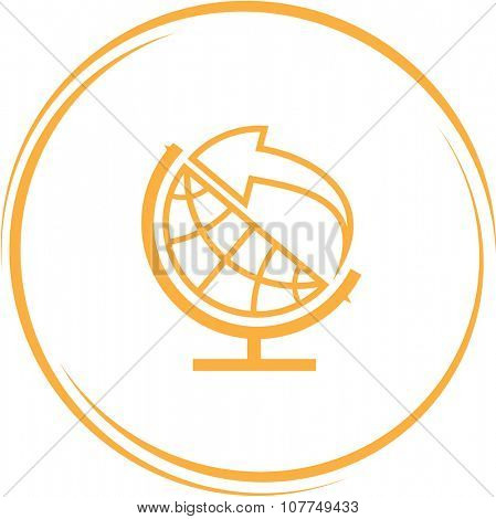 globe and arrow. Internet button. Raster icon.