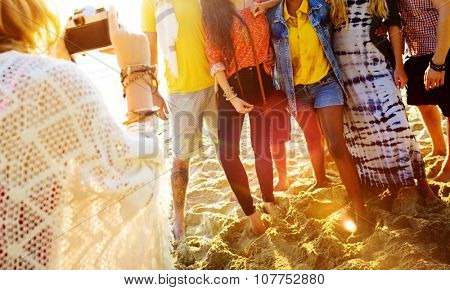 Friendship Bonding Relaxation Summer Beach Happiness Concept