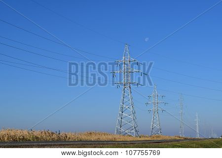 Support Of Electricity Cables Along The Road