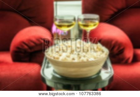 Popcorn And Drink On Cinema Seat