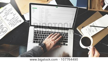 Businessman Working Email Writing Workplace Concept