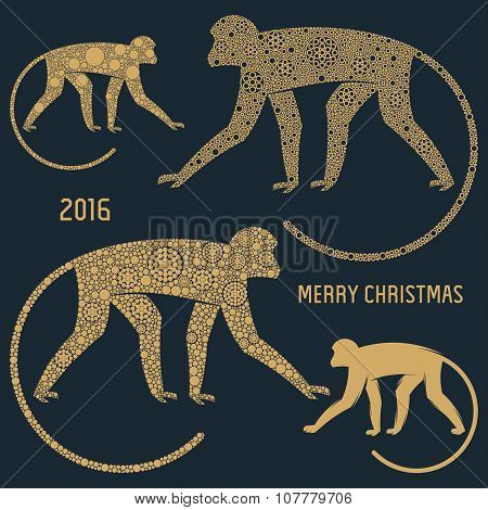 Christmas emblem monkey