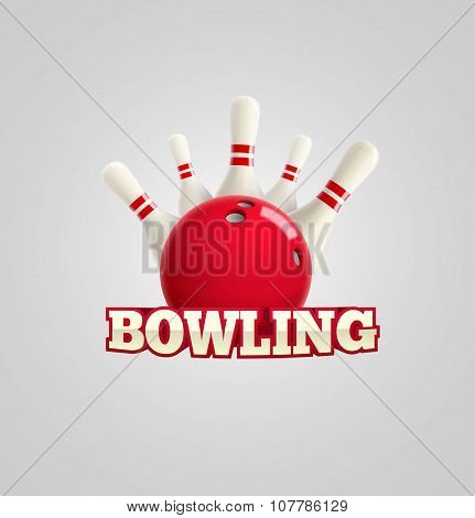 bowling realistic theme  Editable vector on white background