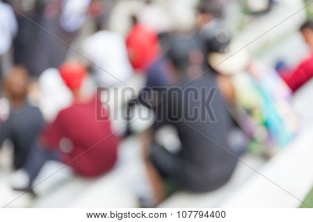 Abstract Blurred Background Of Young Teenager Watching B-boy Street Dance.