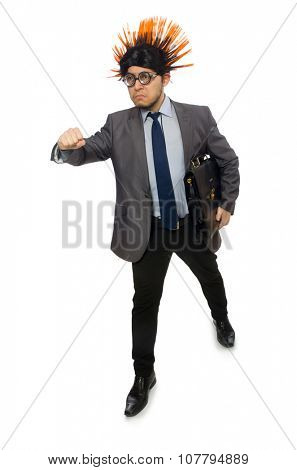 Funny man with mohawk hairstyle