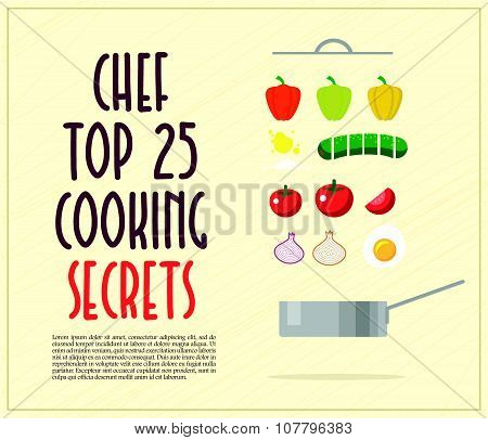Flat vector food illustration with text space and message