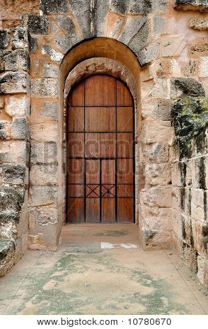 Door In The Ancient Roman Amphitheater In El Jem