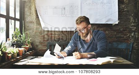 Architecture Man Working Planning Struction Concept