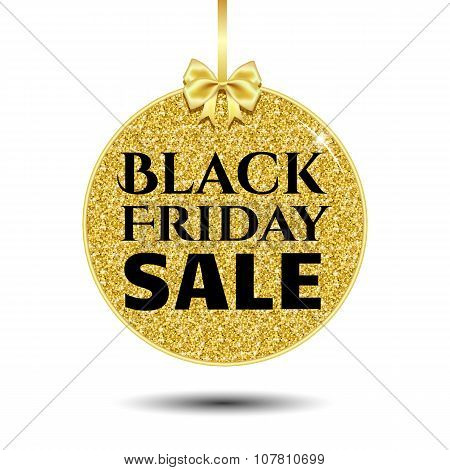 Black Friday Sale  Round gold Banner