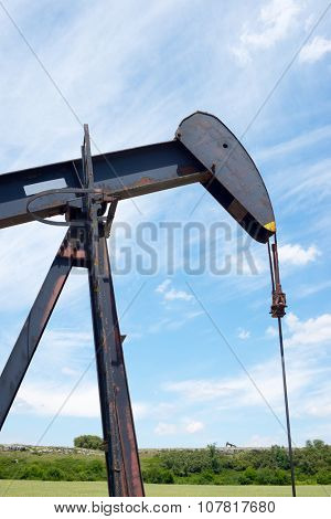 Oil well in Ayoluengo de la Lora, Burgo Province, Castilla Leon, Spain.