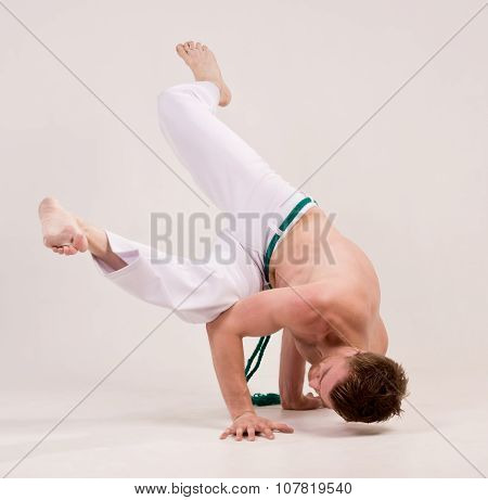 Capoeira Dancer On White Background
