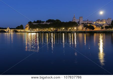 Full Moon Over Avignon In France