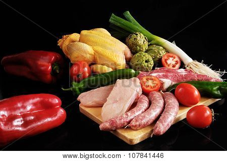 Vegetables And Meat With Chicken And Beef