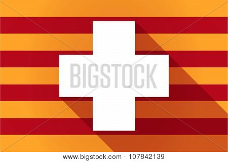 Long Shadow Catalonia Vector Flag With A Pharmacy Sign
