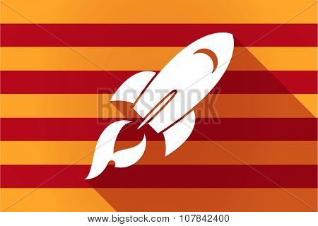 Long Shadow Catalonia Vector Flag With A Rocket