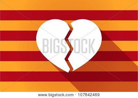 Long Shadow Catalonia Vector Flag With A Broken Heart