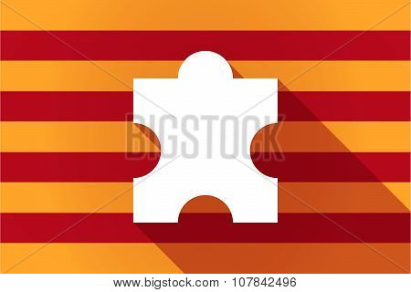 Long Shadow Catalonia Vector Flag With A Puzzle Piece