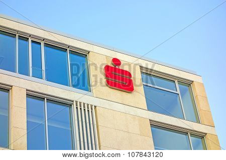 German Banks - Sparkassen Logo / Sign On Building Facade