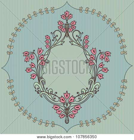 Frame With Flowers. Vector Doodle Cartoon