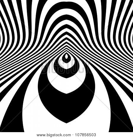 Pattern With Optical Illusion. Abstract Background. Optical Art. 3d Vector Illustration.