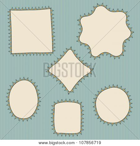 Hand Drawn, Doodle Style Creative Decorative Frames. Vector Illustration