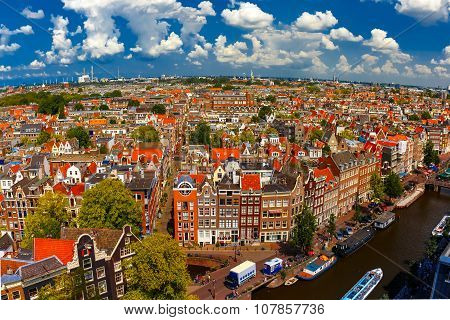 Amsterdam city view from Westerkerk, Holland, Netherlands.