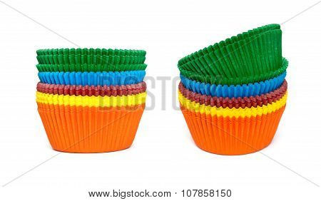 A stack of empty tartlets on white background