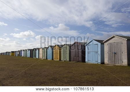Beach Huts At Dovercourt, Essex, England