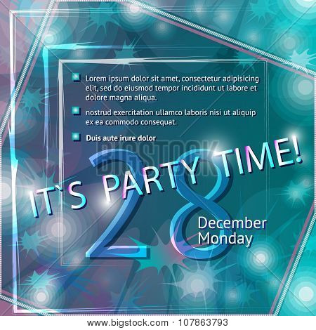 Party Flyer Template. Vector Design. Abstract Paint Colorful Bac