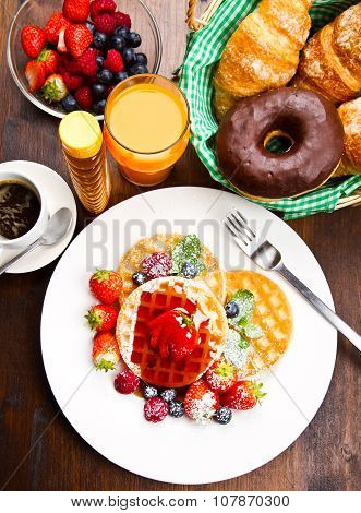 Homemade Waffles With Fruit