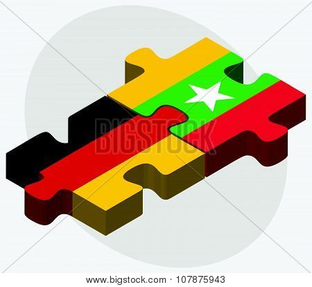 Germany And Myanmar Flags