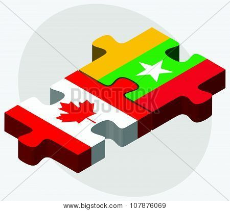 Canada And Myanmar Flags