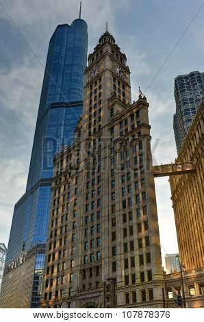 Trump Tower And Wrigley Building Chicago