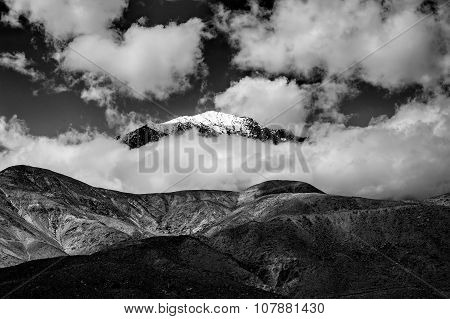 mountain peak black and white