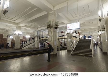 Nizhny Novgorod RUSSIA - 02.11.2015. Interior of a Moskovskaya subway station