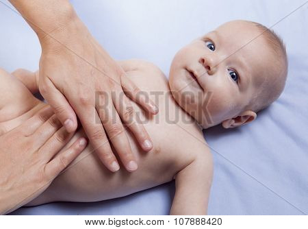 Three Month Baby Boy Abdomen Massage