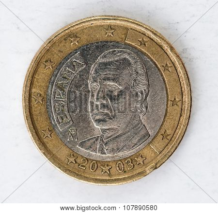 1 Euro Coin With Espania Backside Used Look