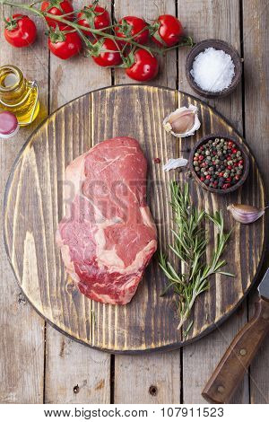 Raw fresh meat Steak with salt and pepper
