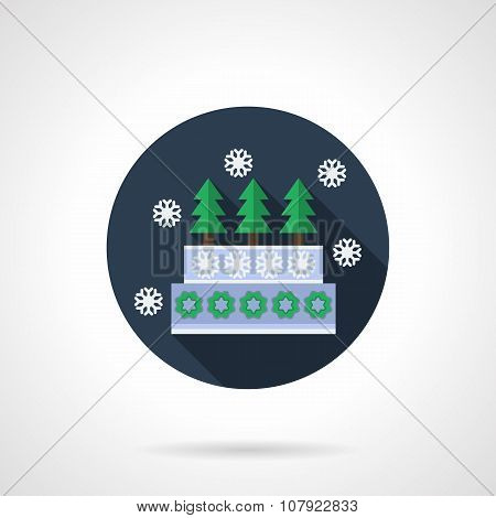 Winter pie blue round flat vector icon