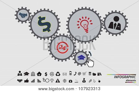Business mechanism concept. Abstract background. Vector infographic illustration