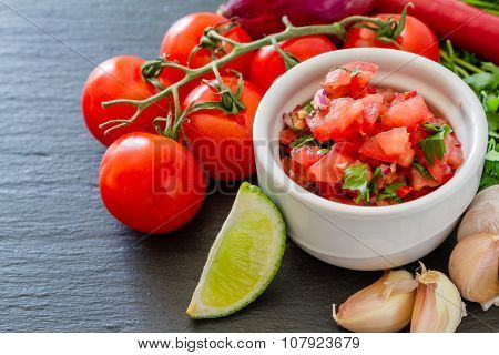 Salsa sauce and ingredients