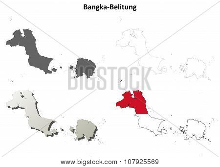 Bangka-Belitung blank outline map set