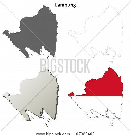 Lampung blank outline map set
