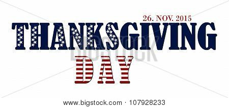 Thanksgiving Day Letters In Usa Flag Colors And Stars
