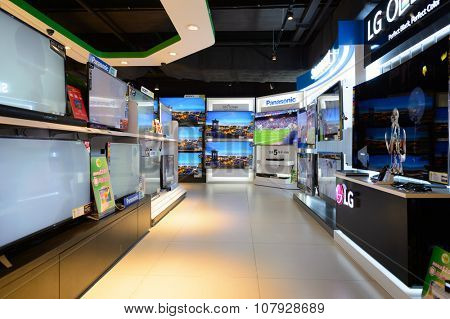 HONG KONG - NOVEMBER 02, 2015: interior of store in New Town Plaza. New Town Plaza is a shopping mall in the town centre of Sha Tin in Hong Kong. Developed by Sun Hung Kai Properties