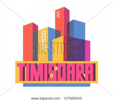 Timisoara beautiful city in europe. vector cartoon illustration