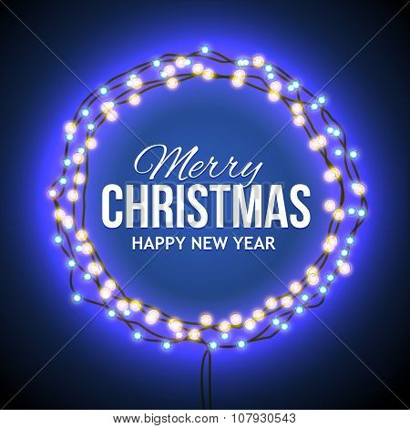 Congratulation to Christmas with blue lights