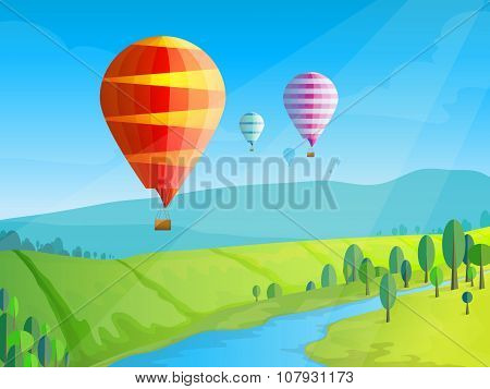 Landscape with balloons