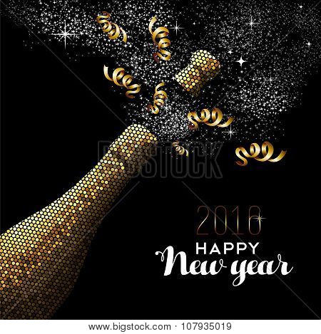 Happy New Year 2016 Gold Drink Bottle Party Mosaic